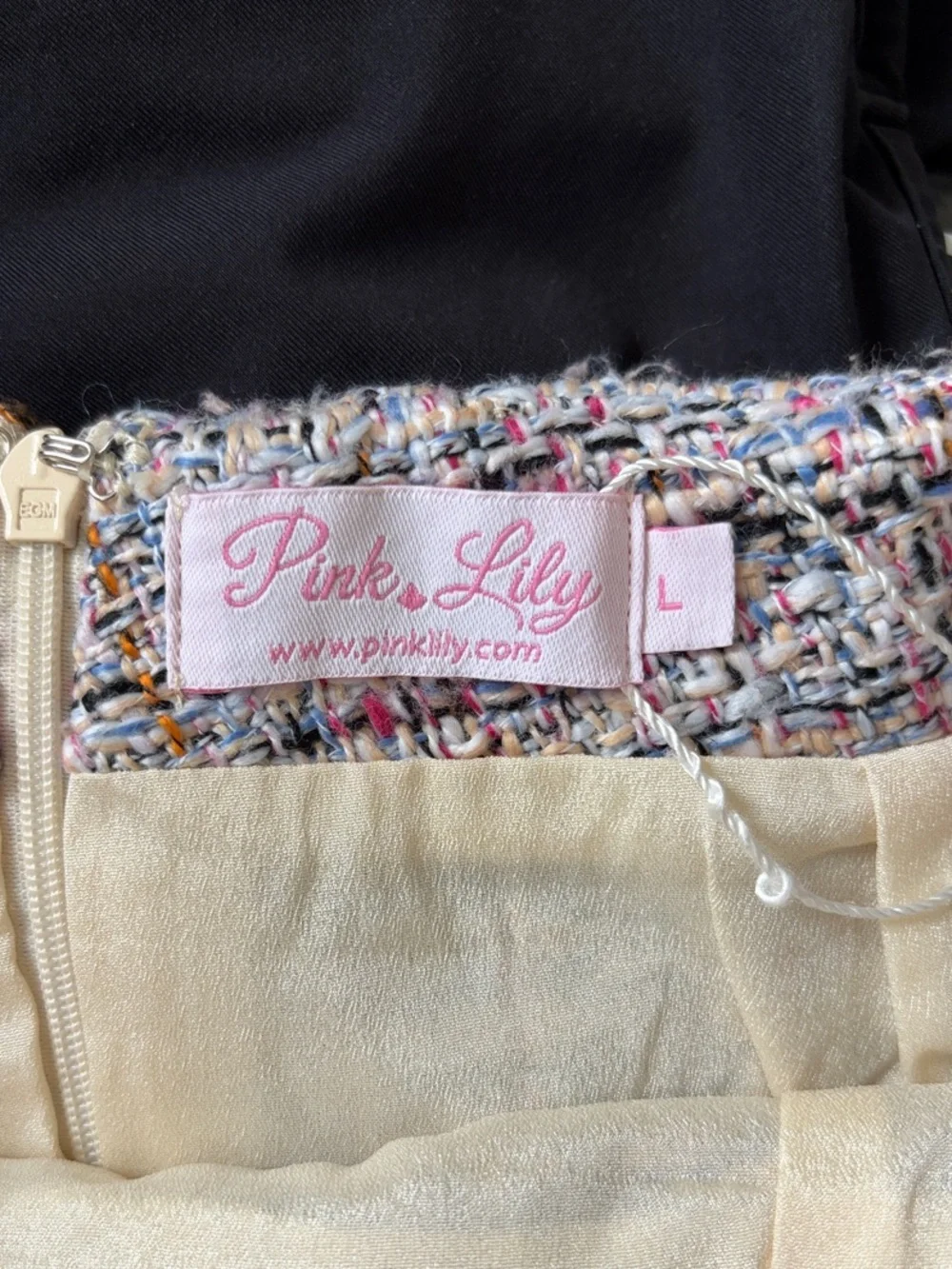 Pink Lily Multicolor Tweed Fringe Mini Skirt